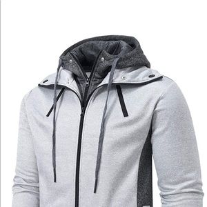Men’s casual hoodie double zipper fleece jacket